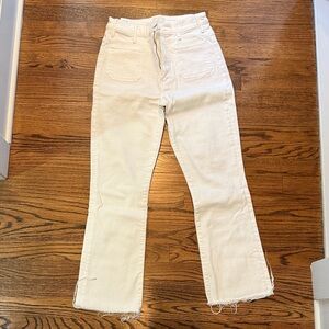 MOTHER White Ankle Bootcut Jeans